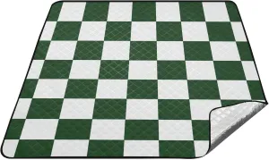 Green and White Checkered Pattern Waterproof Outdoor Play Mat XXL Party Camp Rug for Ground Picnic Items Blanket para Picnic