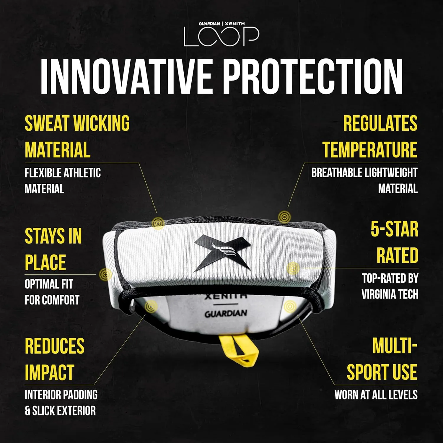 Guardian | Xenith Loop - Soft-Shell, Non-Tackle Headgear for Multiple Sports - Comfortable, Breathable & Moisture Wicking - Use for 7v7, Flag Football, Field Hockey & Cheerleading