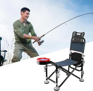 GYMNASTIKA 1 Set Foldable Fishing Chair with Backrest Rod Holder, Adjustable Outdoor Fishing Chair Strong Load-Bearing Rise Fall 21cm Adjustment Fishing Deck Chair Practical Gift for Fisherman