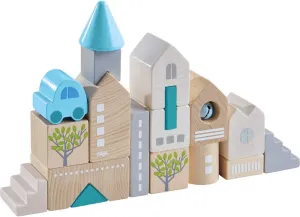 HABA Wooden Building Blocks Bad Rodach 18-Piece Set, Beech Wood Stacking Blocks for Ages 18 Months and up. Made in Germany.