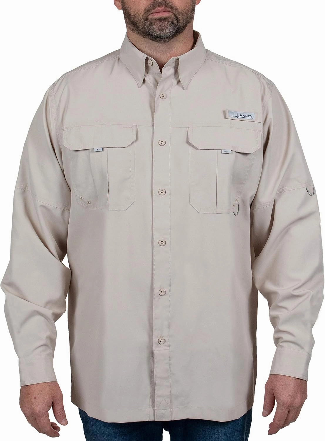 HABIT Men's Fourche Mountain Long Sleeve River Guide Fishing Shirt - UPF 40  UV Protection