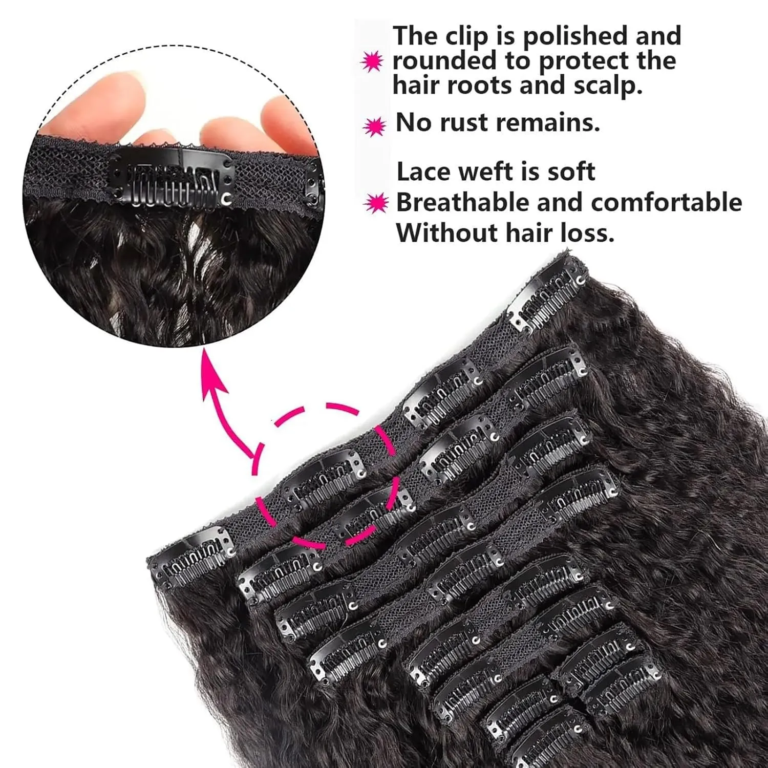Hair Extensions 10pcs Kinky Straight Clip in Hair Extensions Real Human Hair Clip ins Natural Black Double Weft Clip ins for Women 120g Kinky Straight Clip on Extensions Human Hair Hair Pieces(14 Inch