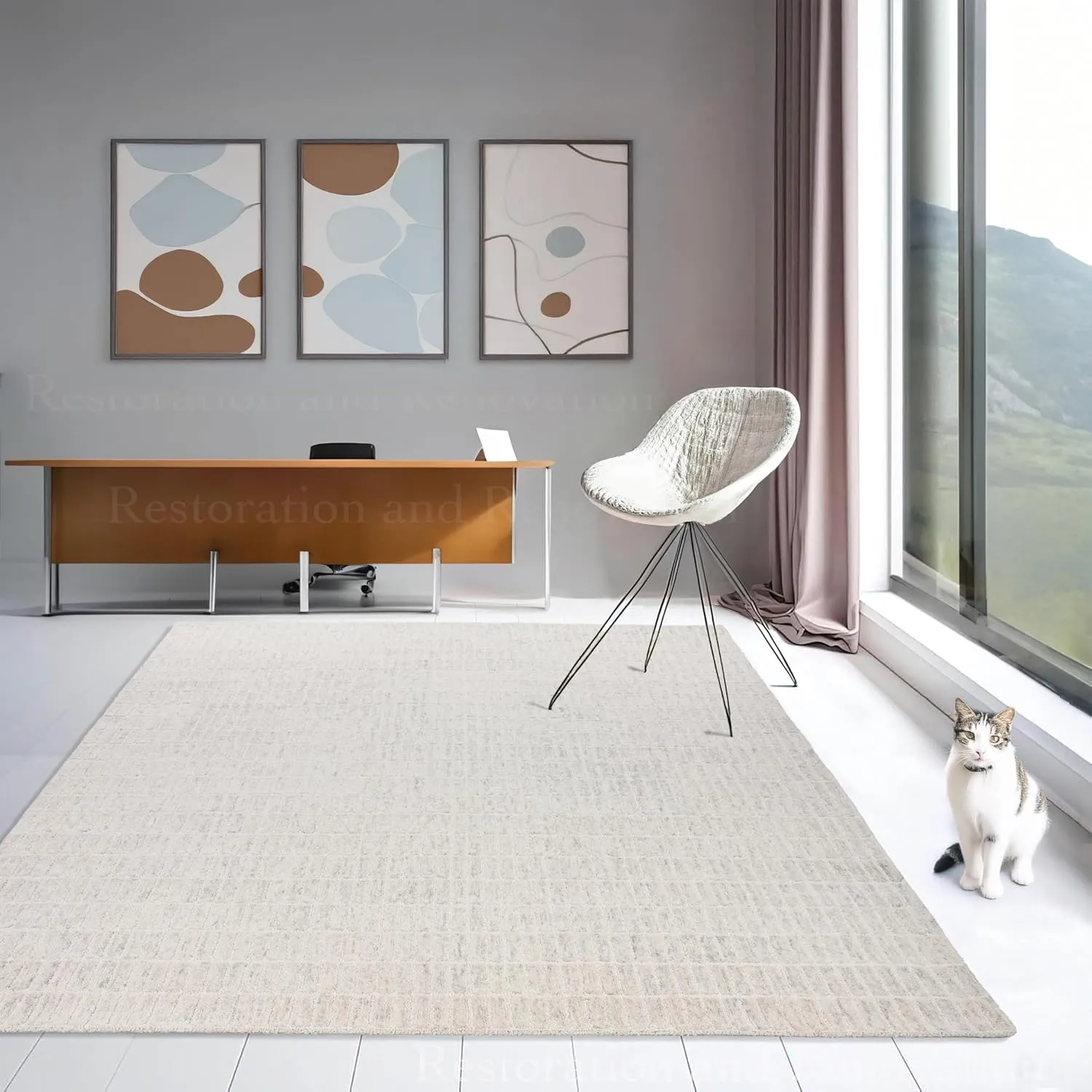 Handmade Capitola Space Dyeing Imported Premium Wool Area Rug - Unique Modern Design Carpet for Living Room, Bedroom, and Dining Room (Grey, 8' x 10')