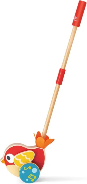 Hape Lilly Musical Push Along | Wooden Push Along Baby Walking Bird, Playful Kids Toy with Detachable Stick, Multicolor, 22.05 Inch (E0353)