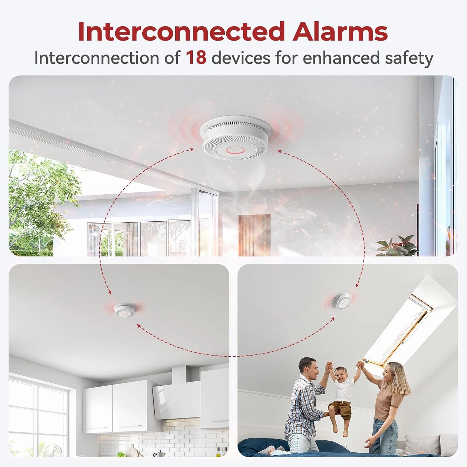 Hardwired Smoke and Carbon Monoxide Detector with Voice Alert,Wired Interconnected Smoke Alarm and Carbon Monoxide Detector Battery Backup,Fire Alarms and CO Detector for Home, 1-Pack