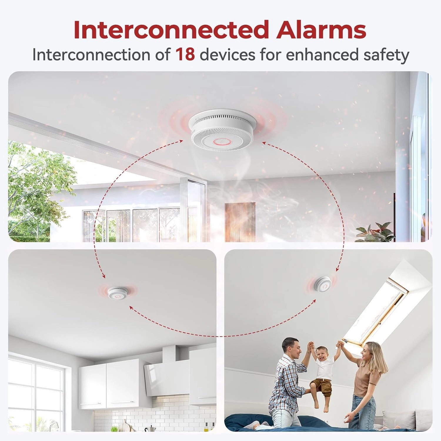 Hardwired Smoke and Carbon Monoxide Detector with Voice Alert,Wired Interconnected Smoke Alarm and Carbon Monoxide Detector Battery Backup,Fire Alarms and CO Detector for Home, 5-Pack