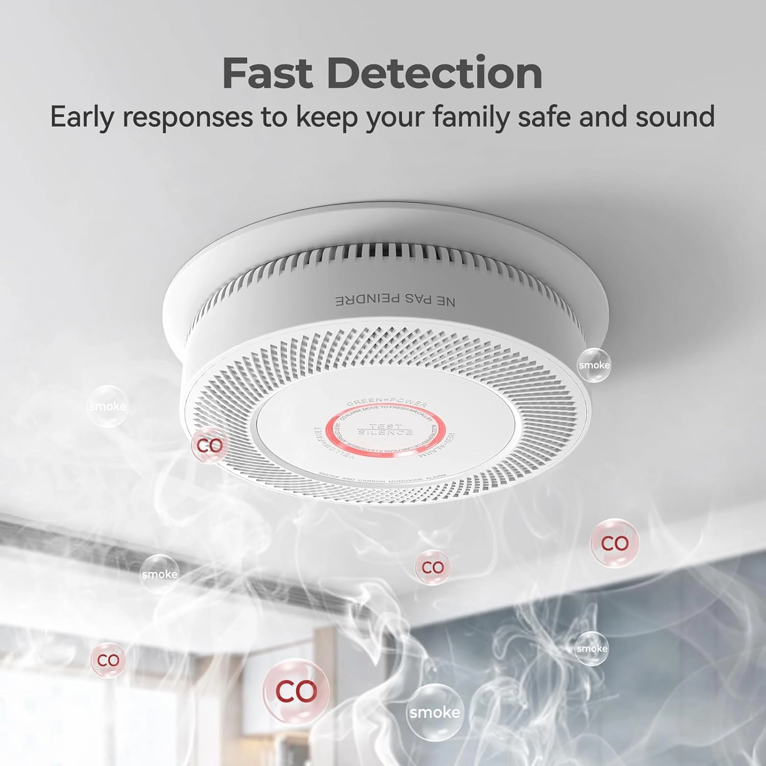 Hardwired Smoke and Carbon Monoxide Detector with Voice Alert,Wired Interconnected Smoke Alarm and Carbon Monoxide Detector Battery Backup,Fire Alarms and CO Detector for Home, 5-Pack