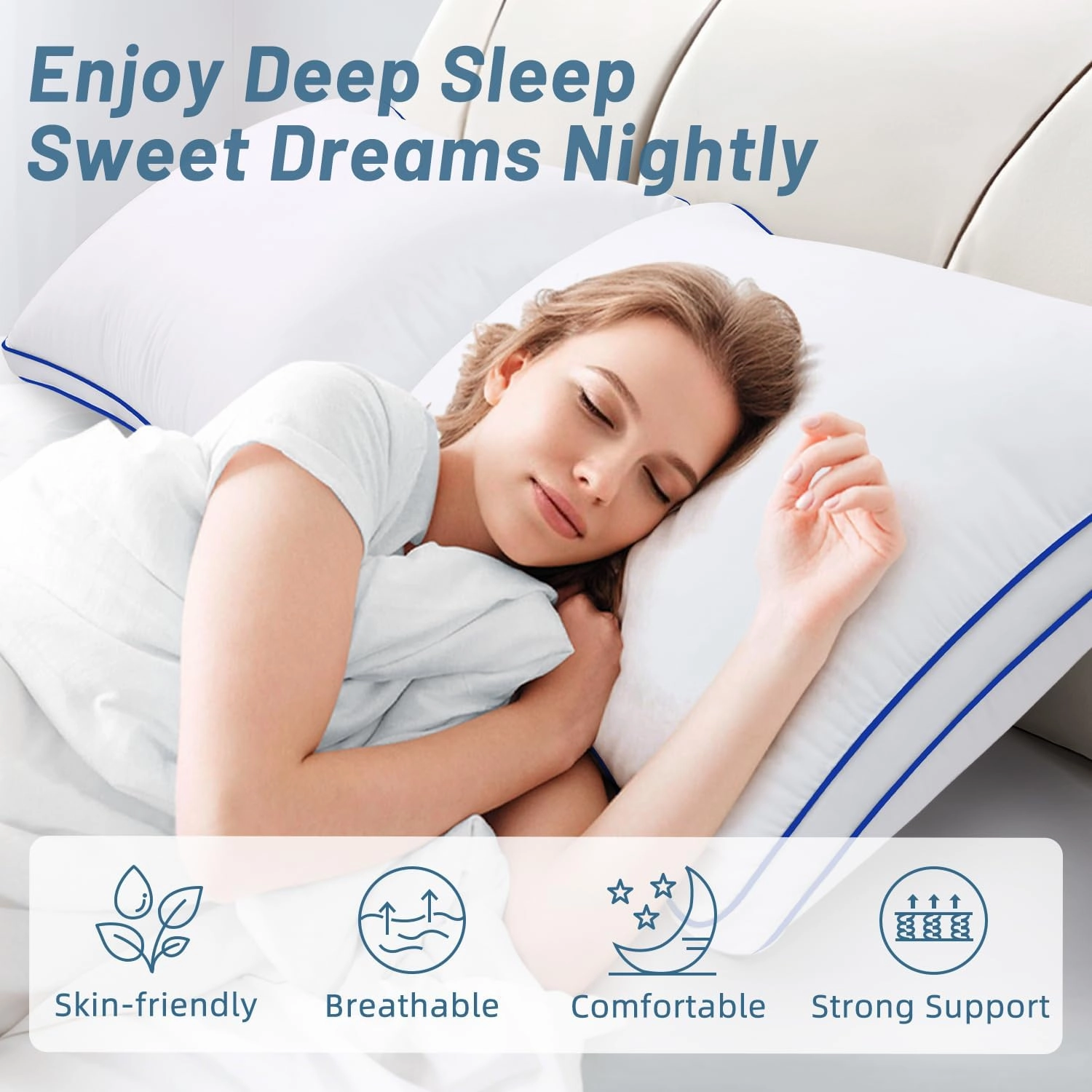 HARNY Pillows Queen Size Set of 2,Bed Pillows for Sleeping 2 Pack,Luxury Hotel Quality Pillow for Side and Back Sleeper,Filled with Down Alternative,Machine Washable,20 x 30 Inches