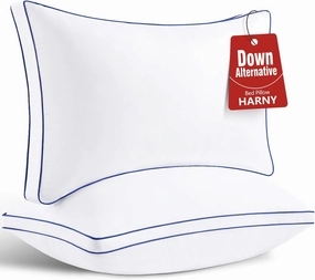 HARNY Pillows Queen Size Set of 2,Bed Pillows for Sleeping 2 Pack,Luxury Hotel Quality Pillow for Side and Back Sleeper,Filled with Down Alternative,Machine Washable,20 x 30 Inches
