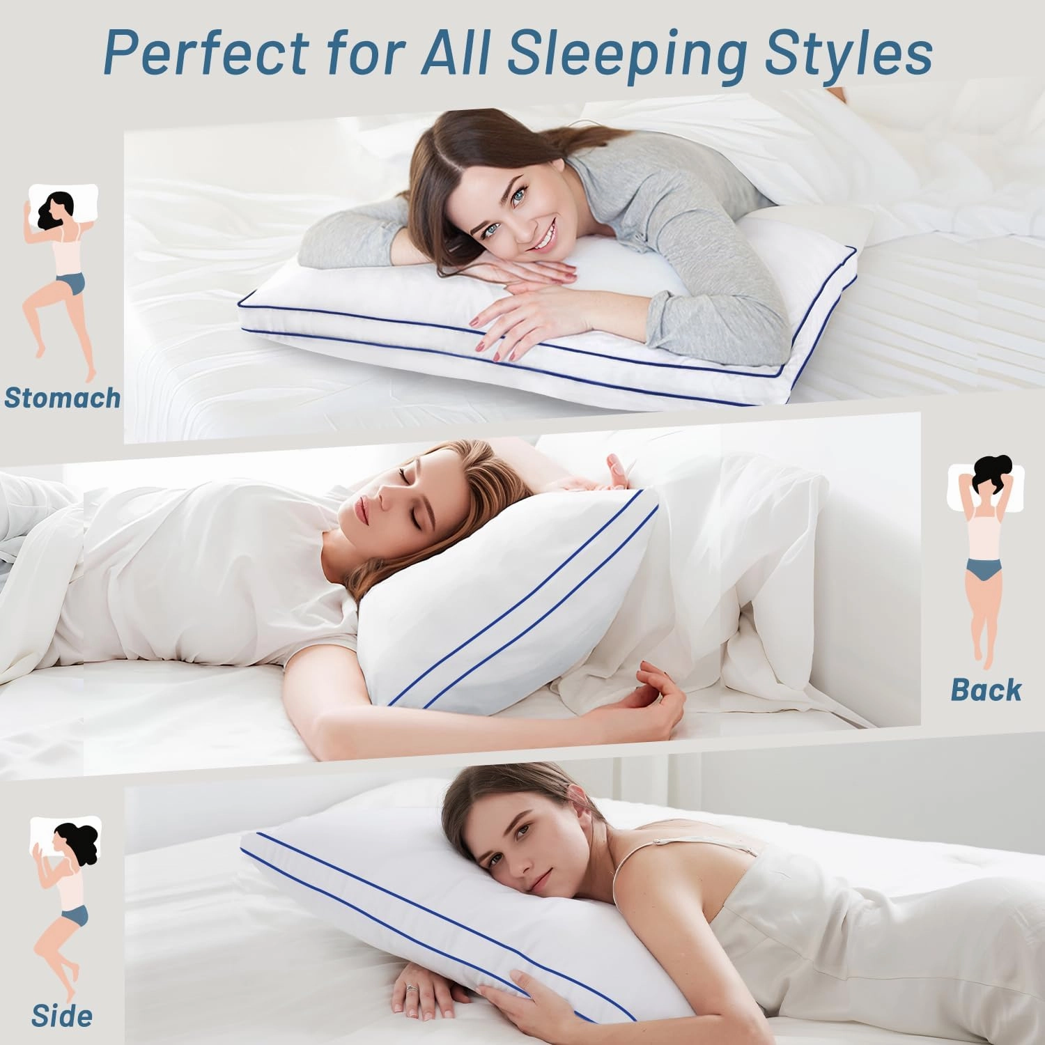 HARNY Pillows Queen Size Set of 2,Bed Pillows for Sleeping 2 Pack,Luxury Hotel Quality Pillow for Side and Back Sleeper,Filled with Down Alternative,Machine Washable,20 x 30 Inches