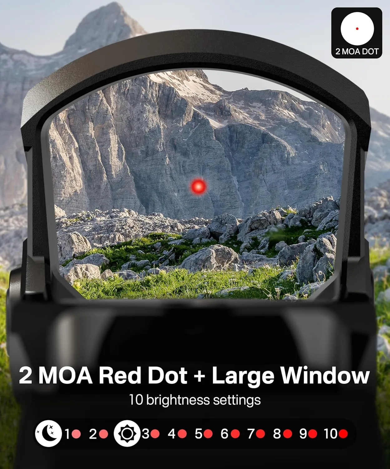HAWKWAY 2 MOA Red Dot Sight for Pistol RMR RMSC Dot Open Reflex Sight Auto Shaking Switch Solar & Auto Switching Parallax Free for Full-Sized