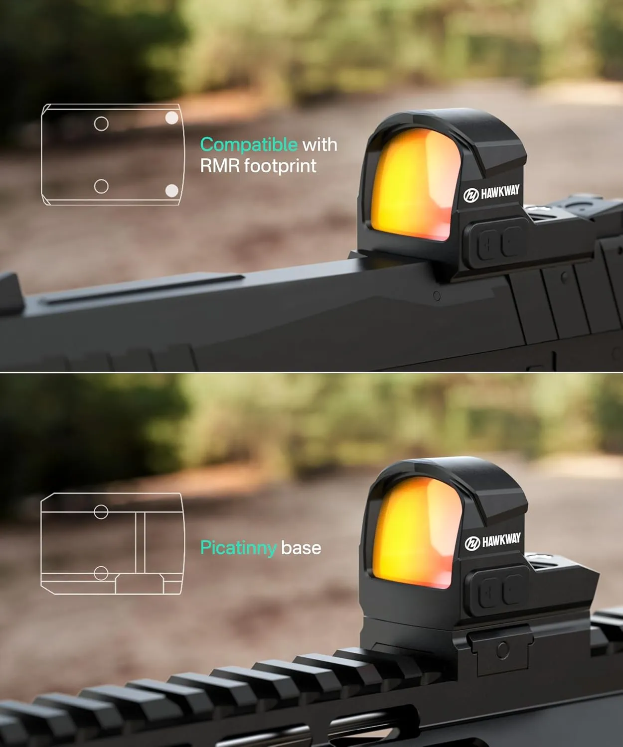 HAWKWAY 2 MOA Red Dot Sight for Pistol RMR RMSC Dot Open Reflex Sight Auto Shaking Switch Solar & Auto Switching Parallax Free for Full-Sized