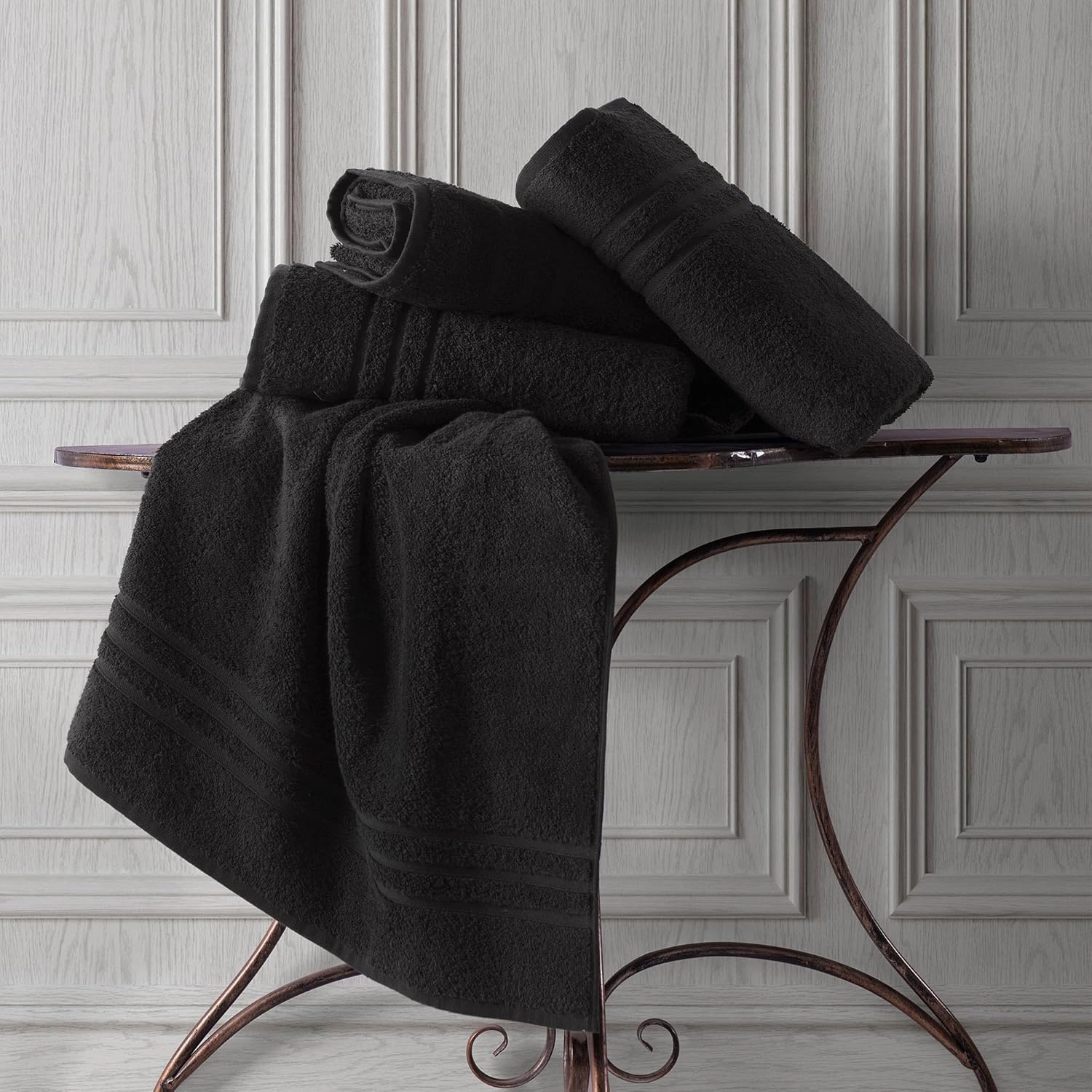 Hawmam Linen Black Bath Towels 4-Pack - 27x54 Soft and Absorbent, Premium Quality Perfect for Daily Use 100% Cotton Towel 600 GSM