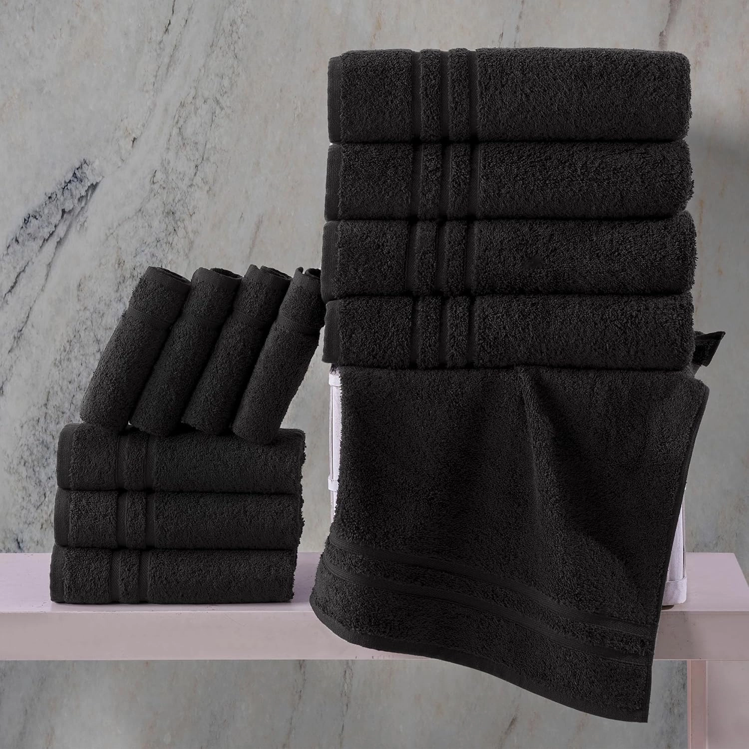 Hawmam Linen Black Bath Towels 4-Pack - 27x54 Soft and Absorbent, Premium Quality Perfect for Daily Use 100% Cotton Towel 600 GSM