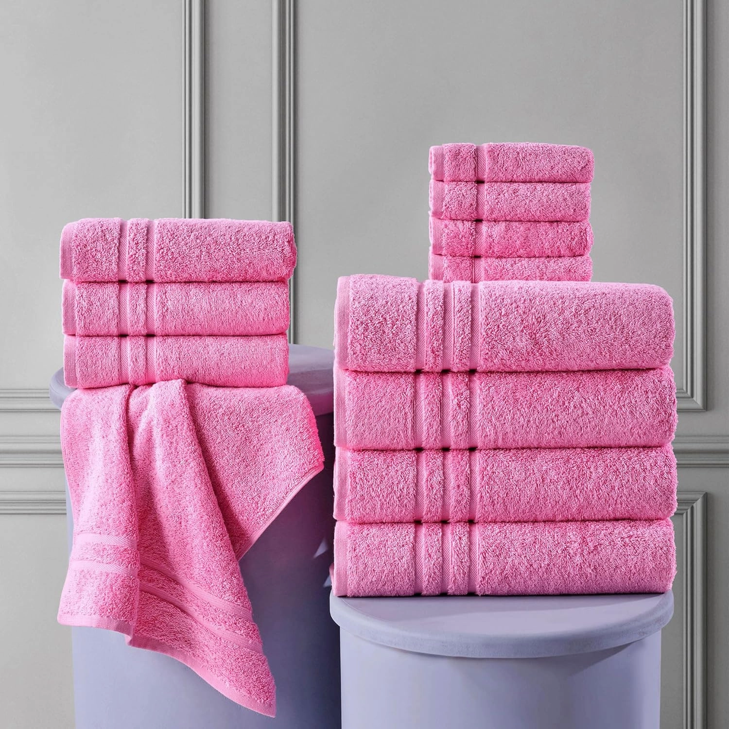 Hawmam Linen Pink Bath Towels 4 Pack Soft and Absorbent, Premium Quality Perfect for Daily Use 100% Cotton Towel 600 GSM