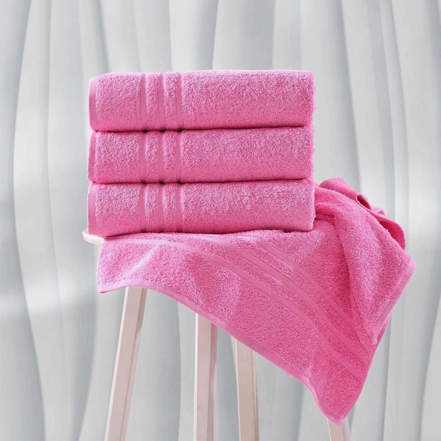 Hawmam Linen Pink Bath Towels 4 Pack Soft and Absorbent, Premium Quality Perfect for Daily Use 100% Cotton Towel 600 GSM