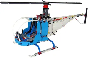 Helicopter with Spinning Rotors, Six-Cylinder Fake Engine 768 Pieces MOC Build for Age 18 
