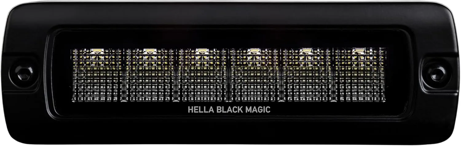 Hella Black Magic LED Series 6.2 Inch Mini Lightbar Flush Mount - LED Flood Light- Performance High Beam Off-Road Light for Pickup Trucks, ATV, SUV, 4x4, Jeep, Tractors / 358176221