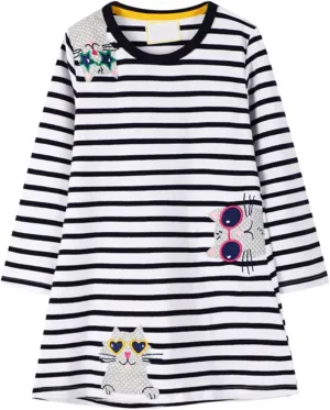 HILEELANG Toddler Girl Dress Long Sleeve Winter Christmas Clothes Cotton Casual Playwear Basic Tunic Outfit Dresses