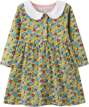 HILEELANG Toddler Girl Dress Long Sleeve Winter Christmas Clothes Cotton Casual Playwear Basic Tunic Outfit Dresses