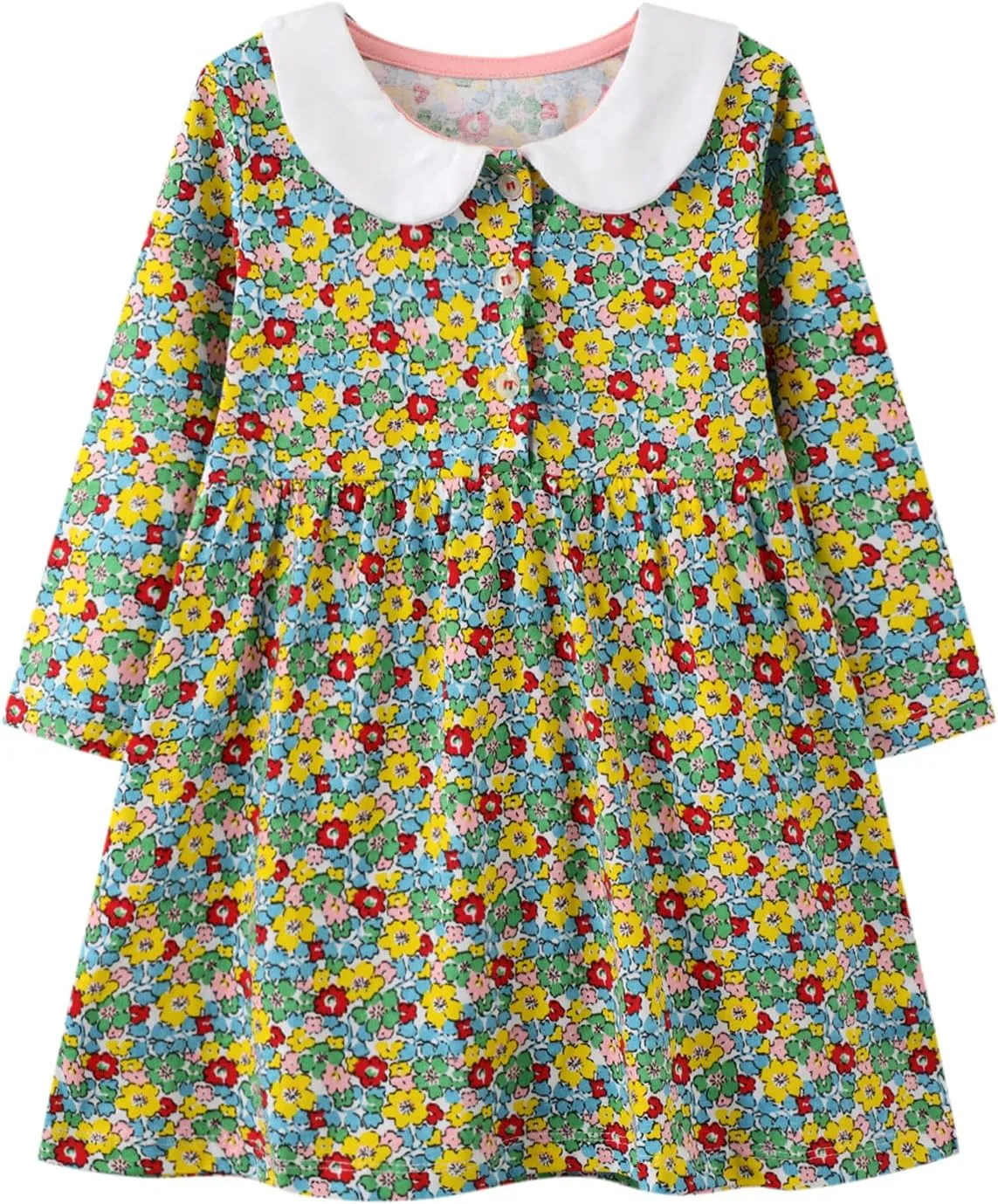 HILEELANG Toddler Girl Dress Long Sleeve Winter Christmas Clothes Cotton Casual Playwear Basic Tunic Outfit Dresses