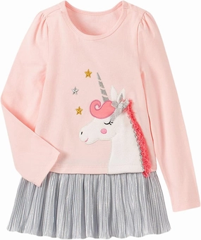 HILEELANG Toddler Girl Dress Long Sleeve Winter Christmas Clothes Cotton Casual Playwear Basic Tunic Outfit Dresses