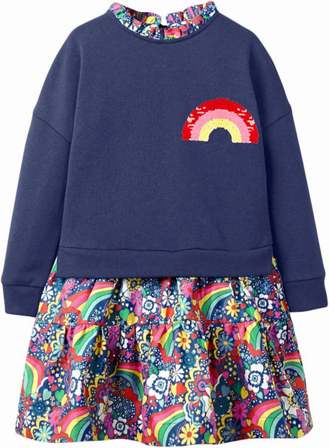 HILEELANG Toddler Girl Dress Long Sleeve Winter Christmas Clothes Cotton Casual Playwear Basic Tunic Outfit Dresses