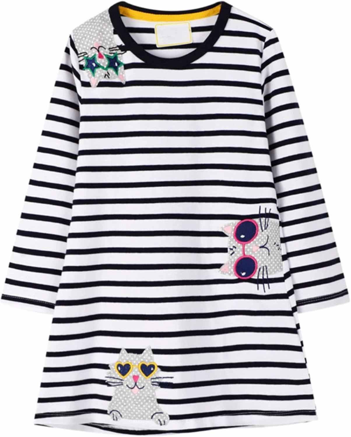 HILEELANG Toddler Girl Dress Long Sleeve Winter Christmas Clothes Cotton Casual Playwear Basic Tunic Outfit Dresses