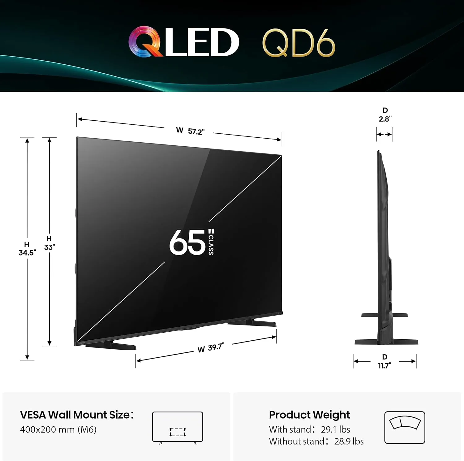 Hisense 65" Class QD6 Series (65QD6QF, 2025 Model) QLED 4K UHD Smart Fire TV, Voice Remote with Alexa, Dolby Vision, Dolby Atmos, Motion Rate 120, HDR 10 , Game Mode Plus, MEMC, VRR, ALLM
