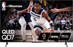 Hisense 75-Inch Class QD7 Series QLED 4K UHD Google Smart TV (75QD7N, 2024 Model) - QLED, Native 144Hz, Motion Rate 240, Direct Full Array, Game Mode Pro, Alexa Compatibility