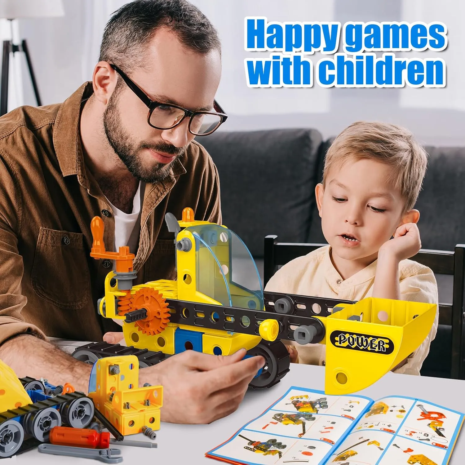 HOMETTER Building Toys, for Age 5-12 Year Old Boys Gift, 6 in 1 Engineering Excavator Toys, Kids Stem Learning Toys Educational Building Kit