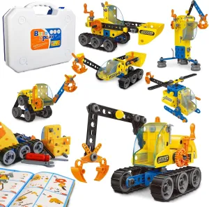 HOMETTER Building Toys, for Age 5-12 Year Old Boys Gift, 6 in 1 Engineering Excavator Toys, Kids Stem Learning Toys Educational Building Kit