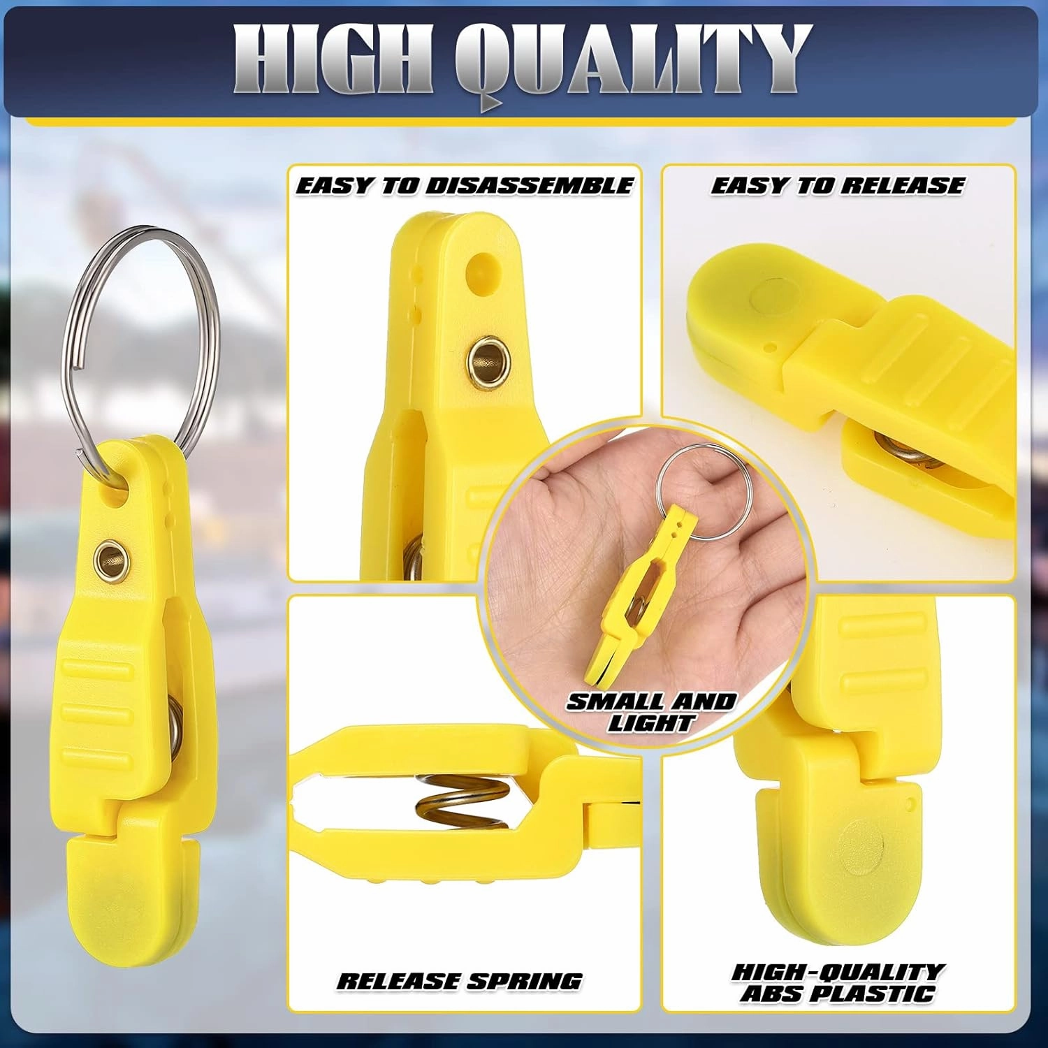 Honoson 20 Pieces Heavy Tension Snap Release Clips Padded Trolling Clips with Key Ring for Weight Planer Board Offshore Kites Downrigger Fishing
