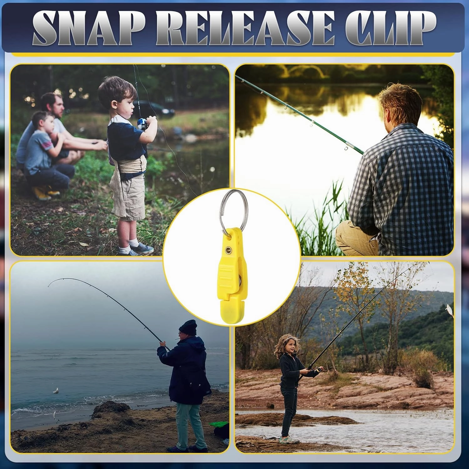 Honoson 20 Pieces Heavy Tension Snap Release Clips Padded Trolling Clips with Key Ring for Weight Planer Board Offshore Kites Downrigger Fishing