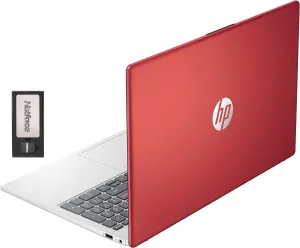 HP Essential 15.6" Laptop for Business&Students, Intel Pentium 4-Core CPU, 16GB RAM, 416GB Storage (128GB SSD   288GB Docking Station Set), 1 Year Office 365, 720p Camera, Type-C, Win 11, Red
