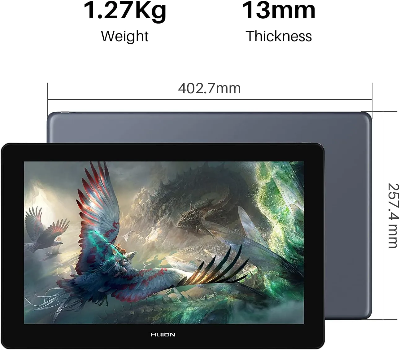 HUION Kamvas Pro 16 Plus 4K UHD Graphics Drawing Tablet with Screen Full Laminated 145% sRGB Art Tablet with Battery-Free Stylus, 15.6-inch Drawing Monitor Work with Linux, Windows PC, Mac, Android