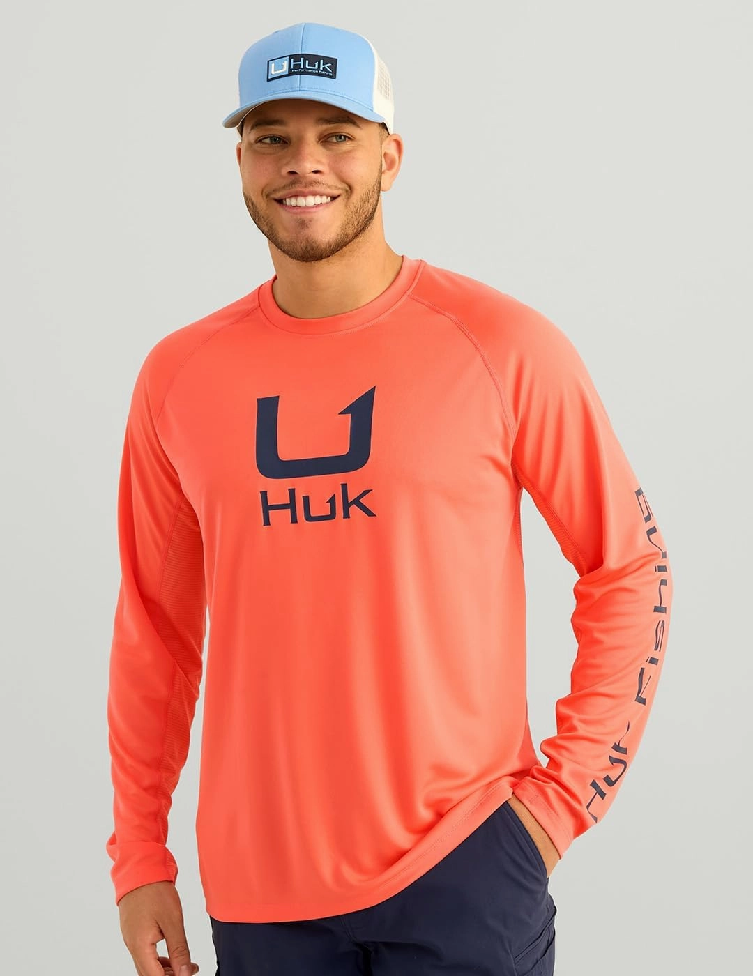 HUK Men's Kc Scott Patterned Icon Crew, Performance Long Sleeve Fishing Shirt