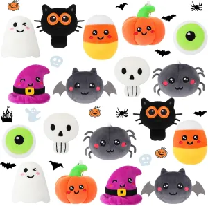 HyDren 18 Pcs Halloween Plush Toy bulk 4 Inch Halloween Stuffed Animals Trick or Treat Ultra-Soft & Cuddly Plush Keychain Stuffed Toy for Birthday Party Favors Gifts