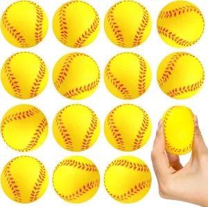 HyDren 20 Pcs Mini Foam Softball Baseball Stress Balls Bulk Yellow Softball Gifts Baseball l Party Favors for goodie bag stuffers Stress Relief Toys School Carnival Reward Gifts, 2.5 Inch
