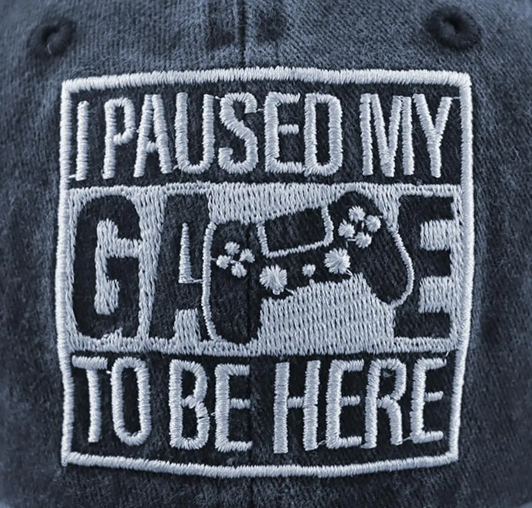 I Paused My Game to Be Here Hat for Men Women, Funny Adjustable Cotton Embroidered Gamer Baseball Cap