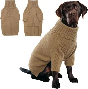 IECOii XXL Dog Sweater,Knit Big Dog Sweater Christmas,Pet Turtleneck Doggy Sweatshirt for Extra Large Dogs boy Girl,Large Size Dog Cold Weather Outfit English Bulldog Clothes for Winter,(Camel XXL)