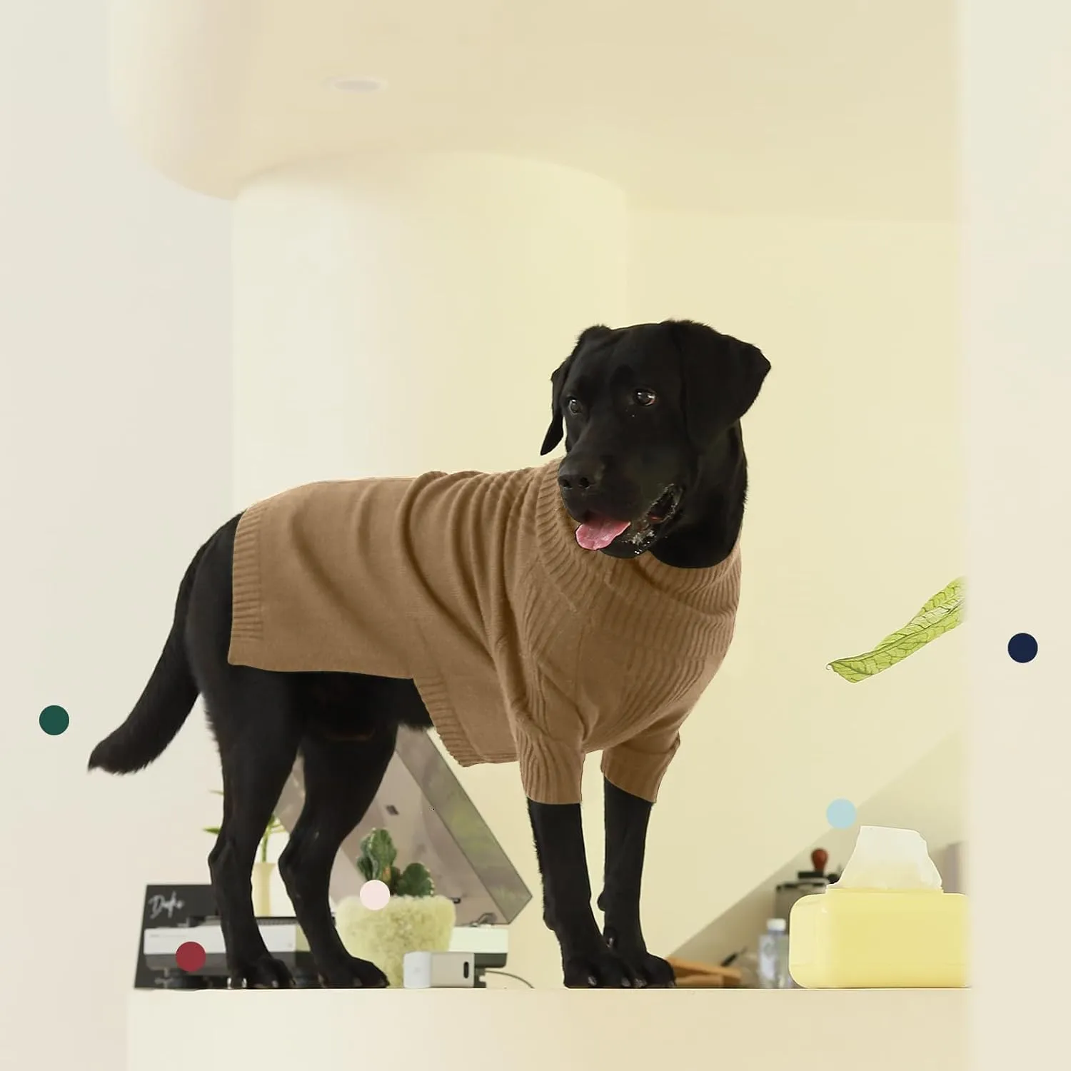 IECOii XXL Dog Sweater,Knit Big Dog Sweater Christmas,Pet Turtleneck Doggy Sweatshirt for Extra Large Dogs boy Girl,Large Size Dog Cold Weather Outfit English Bulldog Clothes for Winter,(Camel XXL)