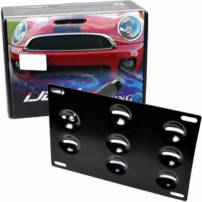 iJDMTOY No Drill Front Bumper Tow Hook License Plate Mounting Bracket Adapter Kit Compatible with 2002-2014 Mini Cooper R50 R52 R53 R55 R56 R57 R58 R59