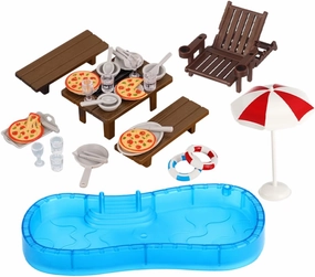 IMIKEYA Dollhouse Pool Set Miniature Furniture Dollhouse Decor Beach Chair Swim Ring Easy Assembly
