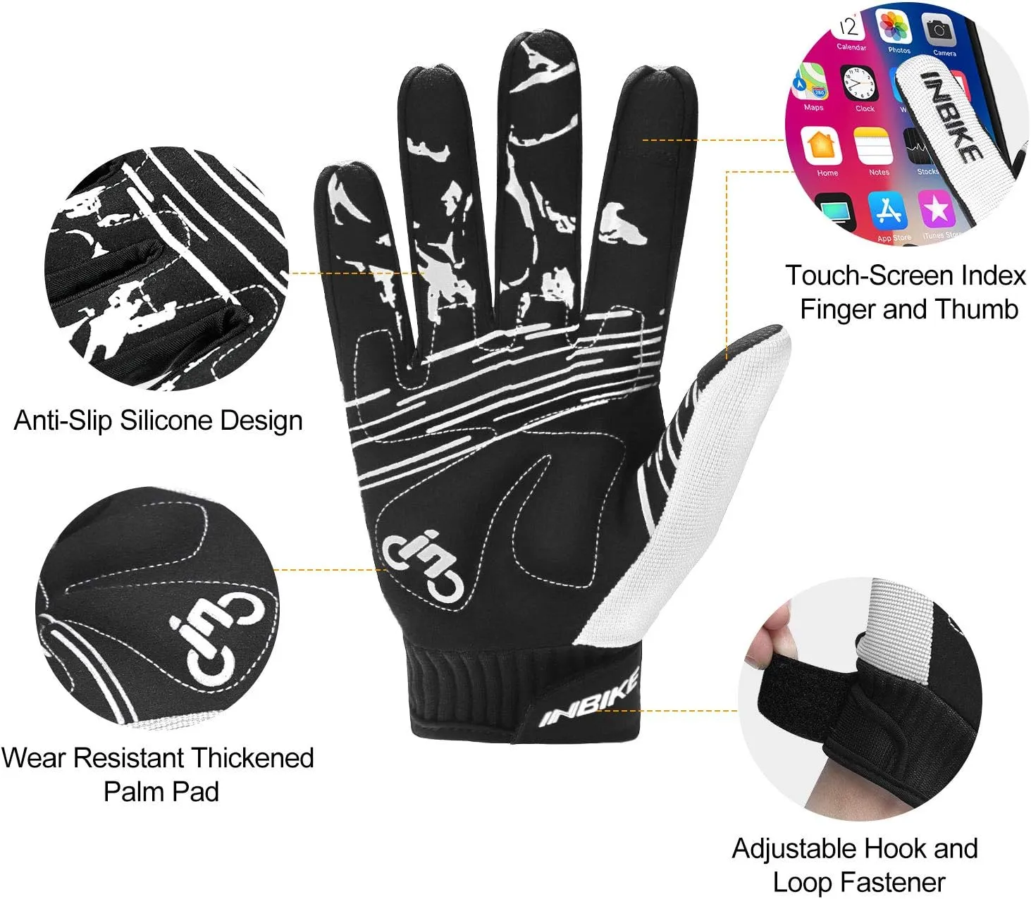 INBIKE Cycling Gloves for Men/Women Bike Gloves with Touchscreen-Padded Anti-Slip Mountain Biking MTB Bicycle Gloves for Cycling/Workout/Gym/Outdoor