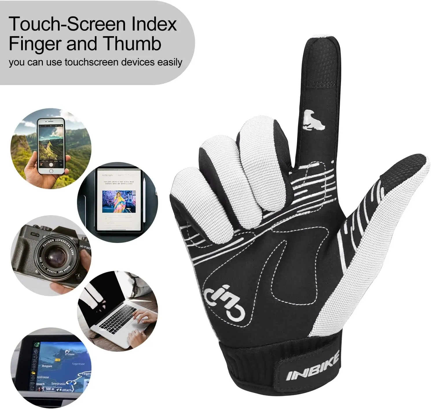 INBIKE Cycling Gloves for Men/Women Bike Gloves with Touchscreen-Padded Anti-Slip Mountain Biking MTB Bicycle Gloves for Cycling/Workout/Gym/Outdoor