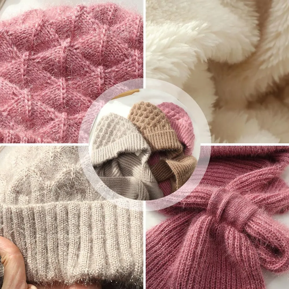 Integrated Ear Protection Windproof Cap and Scarf Set - Knitted Hat for Women Winter Warm Beanie