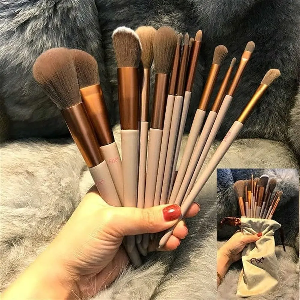 IOCCIOBB 13Pcs A Set Soft Fluffy Makeup Brushes for Cosmetics Foundation Blush Powder Eyeshadow Blending Makeup Brush Tools (Color : Green no Bag)