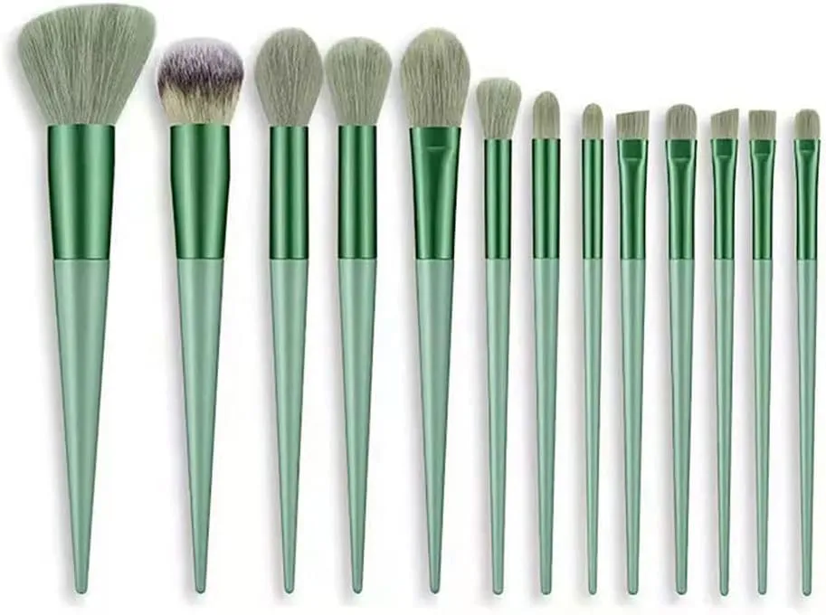 IOCCIOBB 13Pcs A Set Soft Fluffy Makeup Brushes for Cosmetics Foundation Blush Powder Eyeshadow Blending Makeup Brush Tools (Color : Green no Bag)