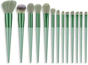 IOCCIOBB 13Pcs A Set Soft Fluffy Makeup Brushes for Cosmetics Foundation Blush Powder Eyeshadow Blending Makeup Brush Tools (Color : Green no Bag)